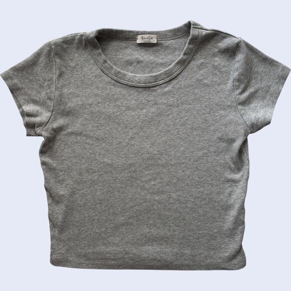 John Galt heather gray baby tee cropped t-shirt Y2K - Picture 1 of 4